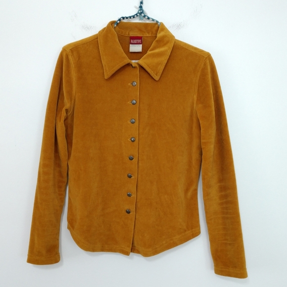 Vintage Mustard Button Down Palmettos Medium